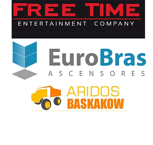 Logos bordados: Free Time, EuroBras, Áridos Baskakow