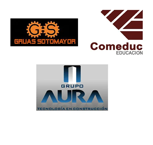 Logos bordados: Grúas Sotomayor, Comeduc, Grupo Aura